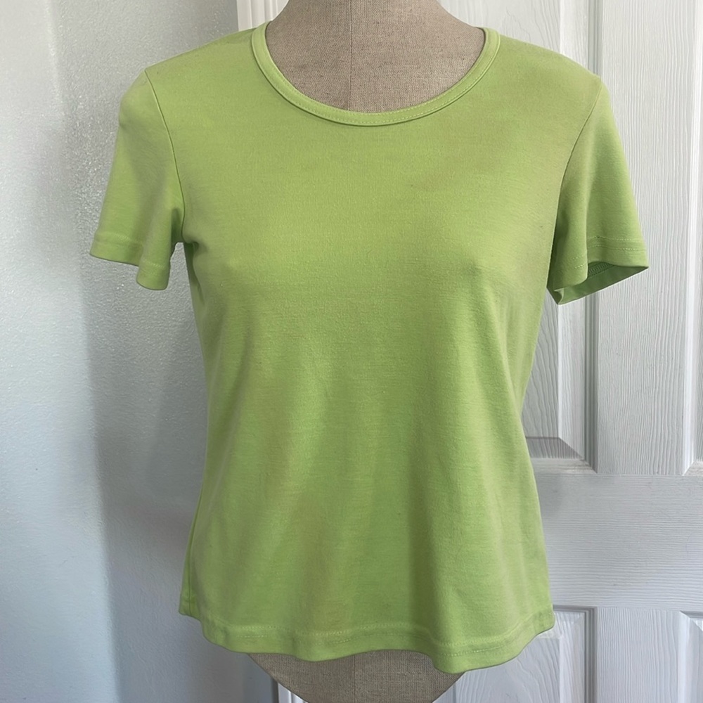 Vintage Ms choice top short sleeve lime green polyester rayon pullover women’s S